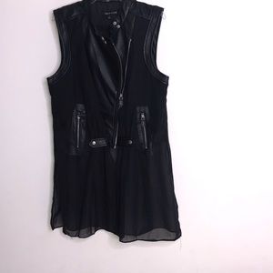 Faux Leather Motorcycle Sheer Vest